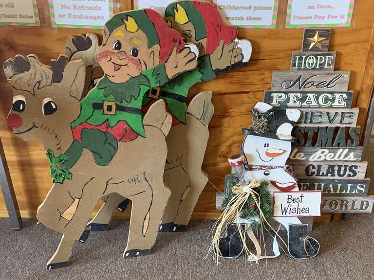 ASSORTMENT OF OUTDOOR WOOD CHRISTMAS DECOR image