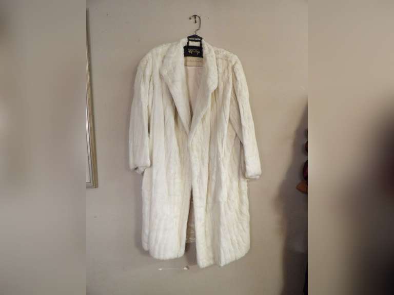 LADIES, WHITE FUR COAT BY THE HALLE BROTHERS COMPANY image