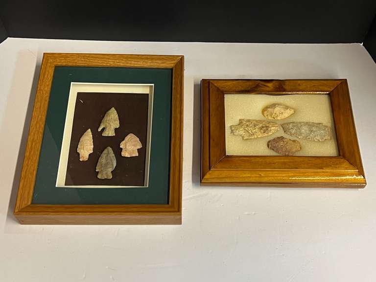 Framed Native American artifacts/arrowheads, two pieces, see pictures for details. image