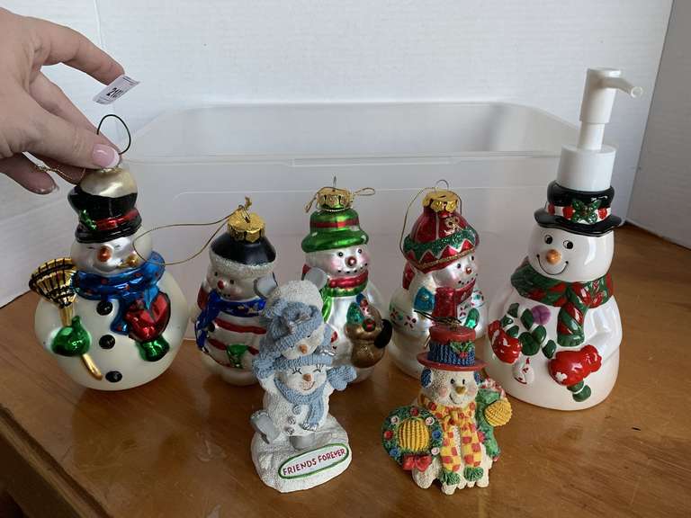 CRATE FULL OF SNOWMEN ORNAMENTS & MORE (CRATE INCLUDED) image