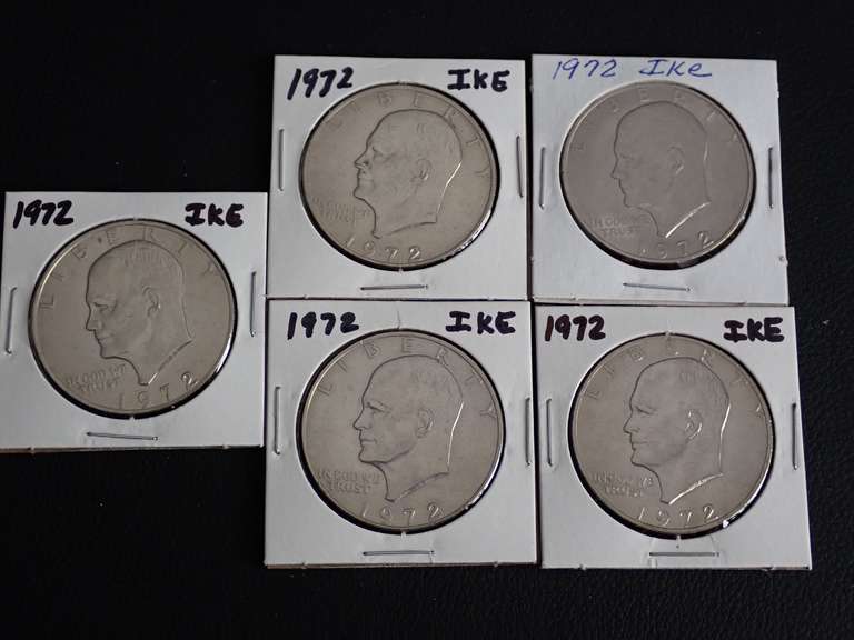 (5) 1972 IKE DOLLAR COINS image
