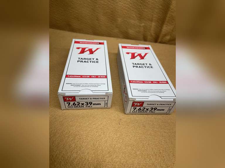 2 BOXES WINCHESTER TARGET 7,62x39 FMJ - 40 RDS TOTAL image