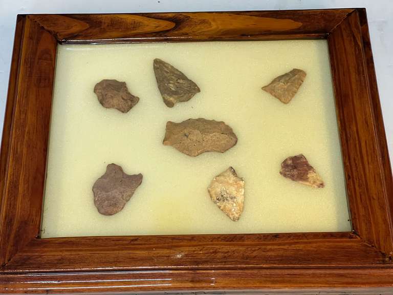 Framed Native American artifacts/arrowheads,  see pictures for details. image