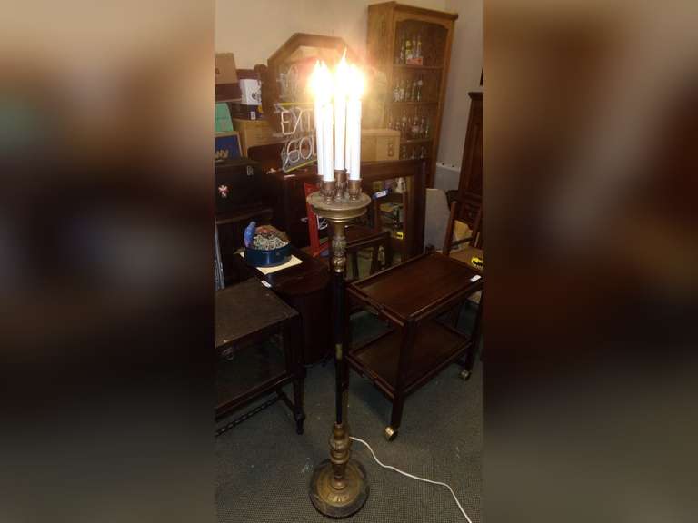 ANTIQUE FLOOR LAMP WITH CANDELABRA TOP image