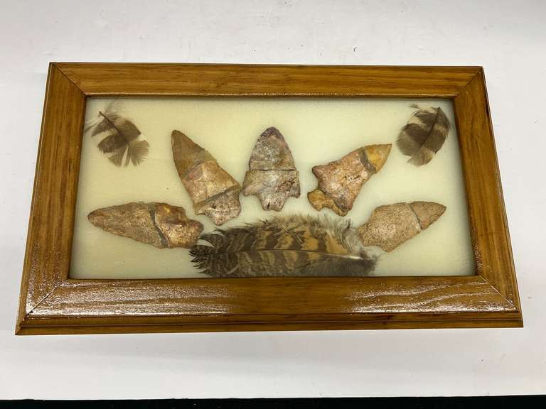 Framed Native American artifacts/arrowheads, see pictures for details. image