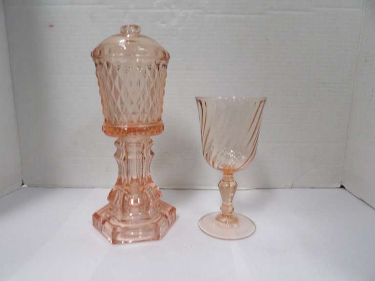 TWO PIECES OF PINK DEPRESSION, GLASS image