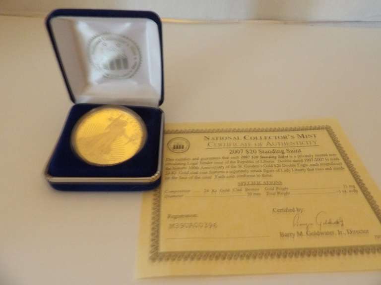 NATIONAL COLLECTORS MINT 2007 $20 STANDING COIN image