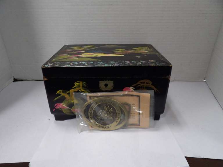 VINTAGE JEWELRY BOX WITH BELT BUCKLE image