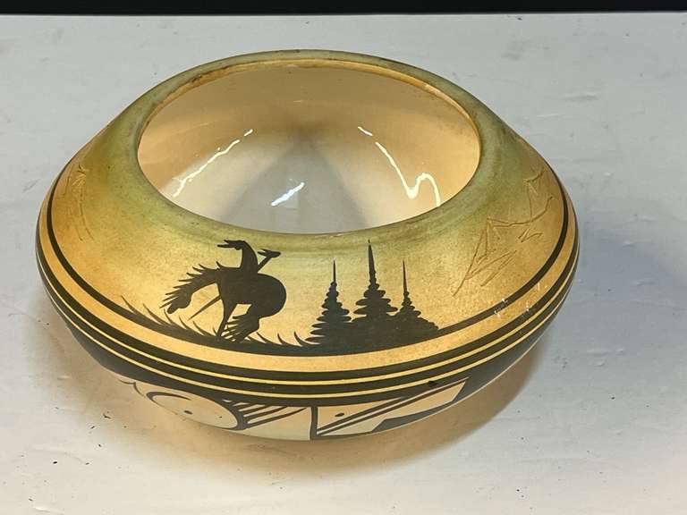 Decorative Navajo bowl with glazed interior, this piece is signed, see pictures for details. image