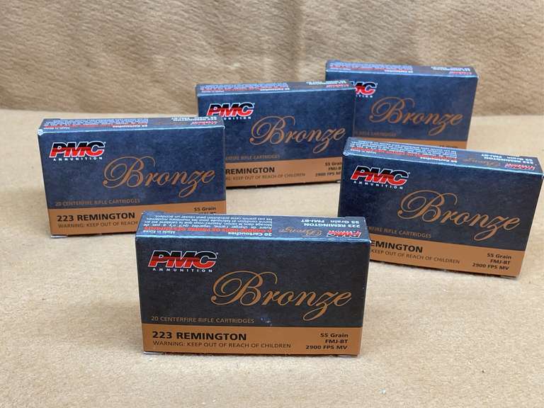5 BOXES PMC BRONZE 223 FMJ - 100 RDS TOTAL image