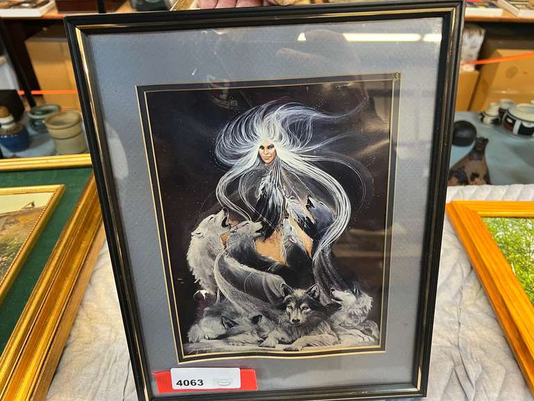 Framed and matted print by Carol Bourdo, the print has a small tear, see pictures for details. image