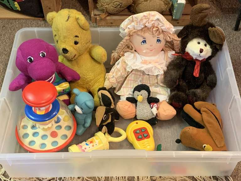 CONTAINER FULL OF VINTAGE TOYS image