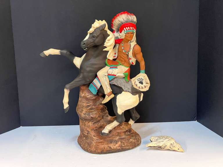 Native American on horseback, the tail has been broken off but included, see pictures for details. image
