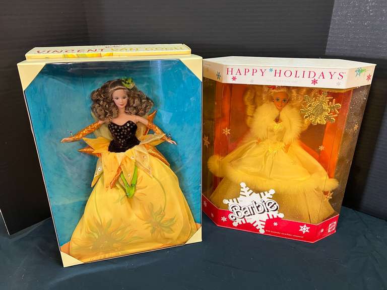 Sunflower Barbie, and Happy Holidays Barbie, special edition, both in original boxes, see pictures for details. image