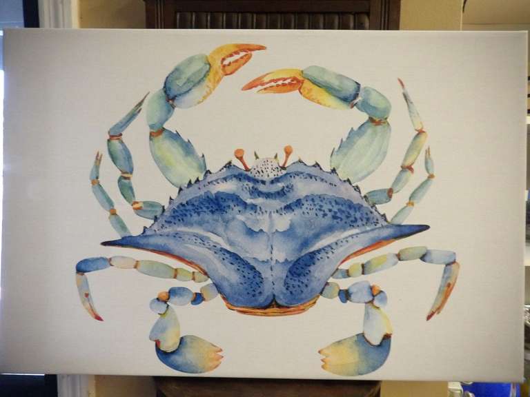 PAINTING OF BLUE CRAB ON CANVAS image
