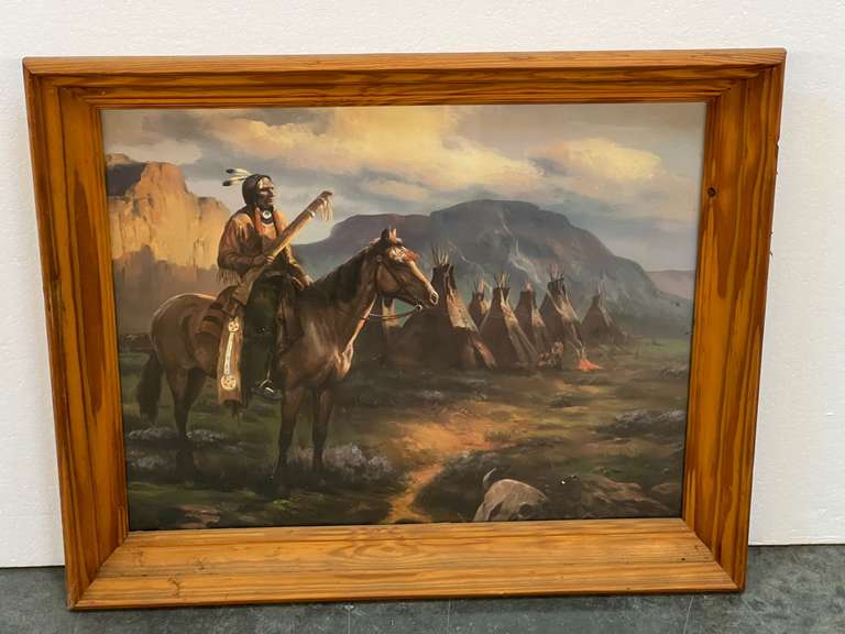 Framed Native American art print, see pictures for details. image