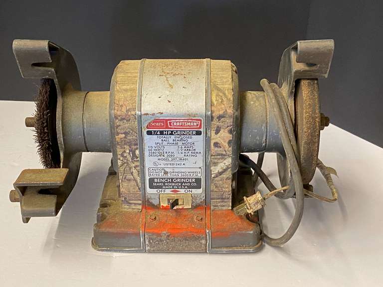 Craftsman bench grinder, 1/4 HP, powers up, see pictures for details. image