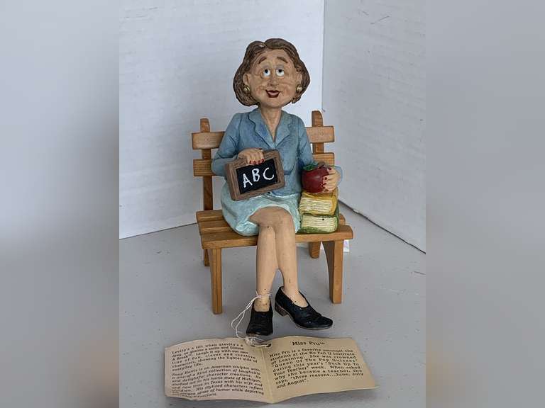 VINTAGE GIMME A BREAK "MISS PRU" ON PARK BENCH 6 1/4" TALL image