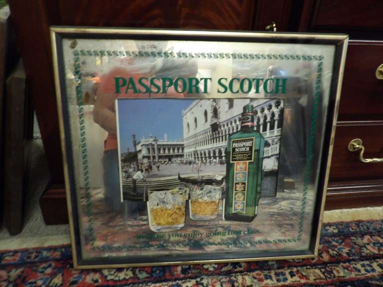 PASSPORT SCOTCH BAR MIRROR ADVERTISEMENT image