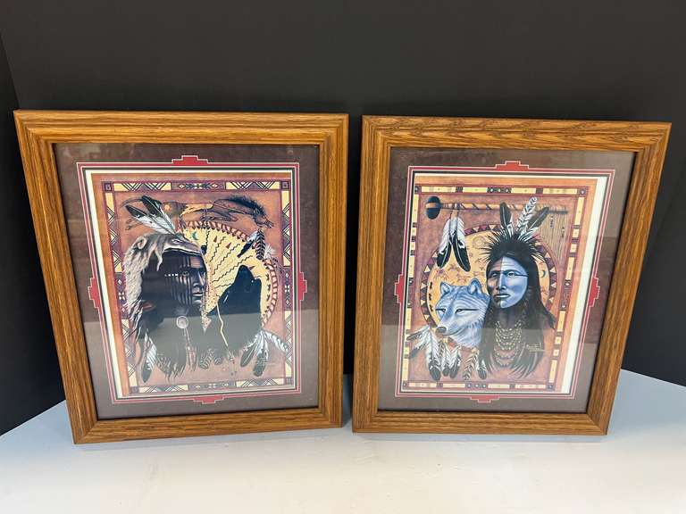 Framed Native American art prints by Mary Jo Pittman, set of two, see pictures for details. image