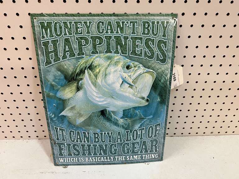 Metal fishing decor sign, see pictures for details. image