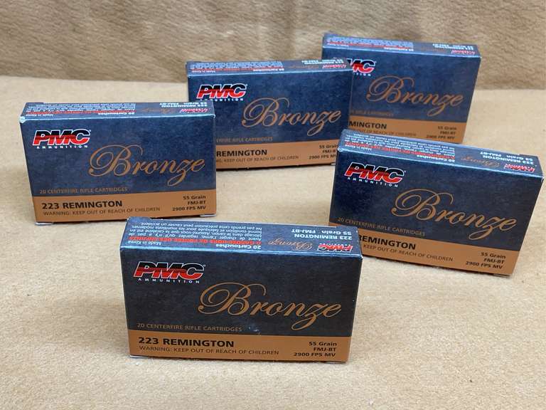5 BOXES PMC BRONZE 223 FMJ - 100 RDS TOTAL image