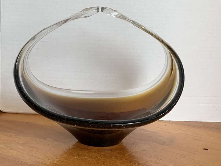 VINTAGE MURANO ART GLASS FINGER BOWL 9" X 8" X 9" TALL image