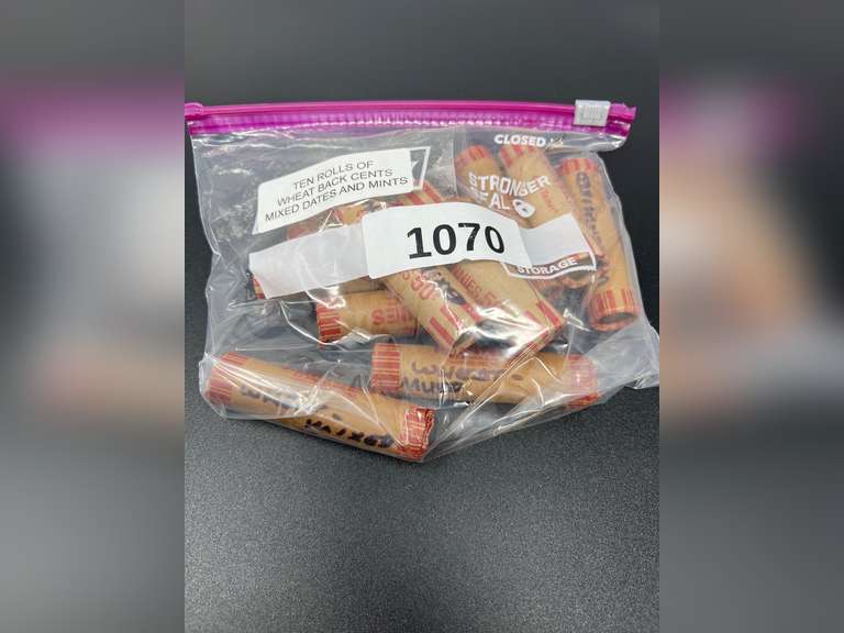 10 rolls of wheat back pennies, mixed dates and mints, see pictures for details. image