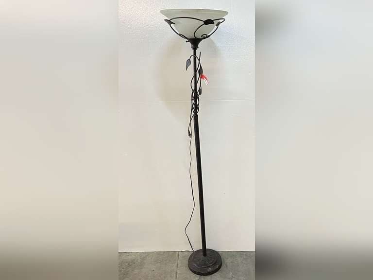 Lovely decorative floor lamp with frosted shade, see pictures for details. image