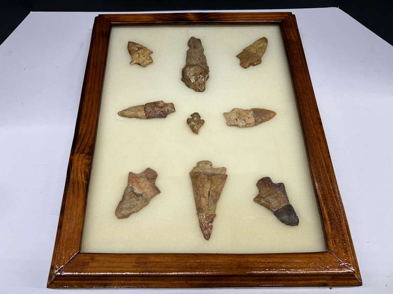 Framed Native American artifacts/arrowheads, see pictures for details. image