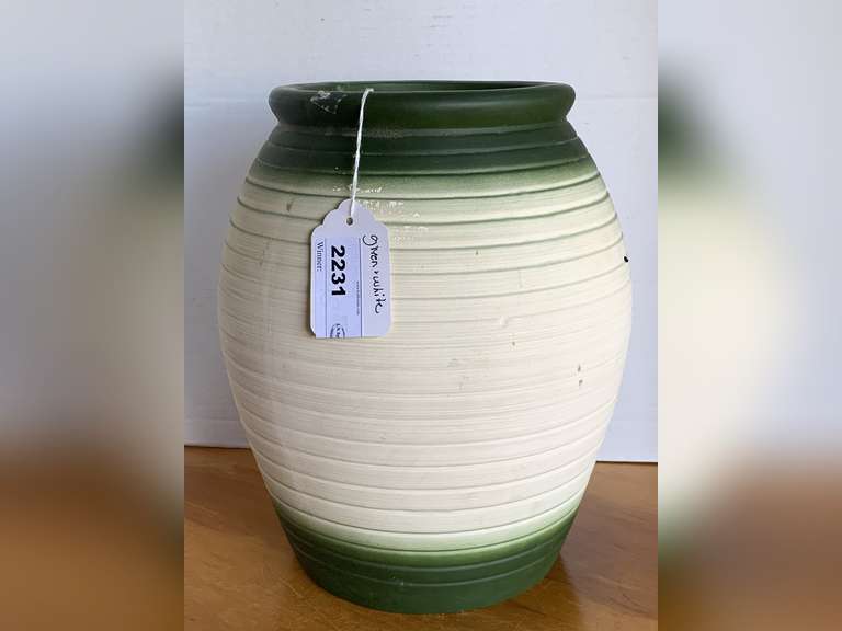 LARGE POTTERY VASE 12" TALL X 9" ROUND image