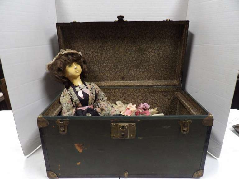 VINTAGE BOX WITH ANTIQUE DOLLS image