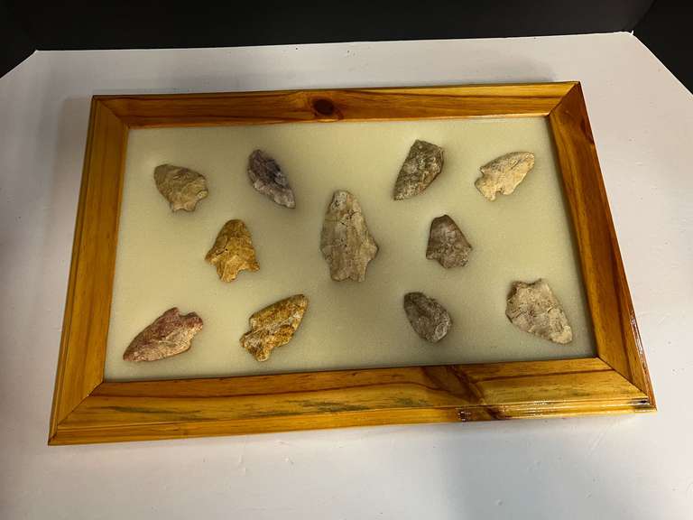 Framed Native American artifacts/arrowheads, see pictures for details. image
