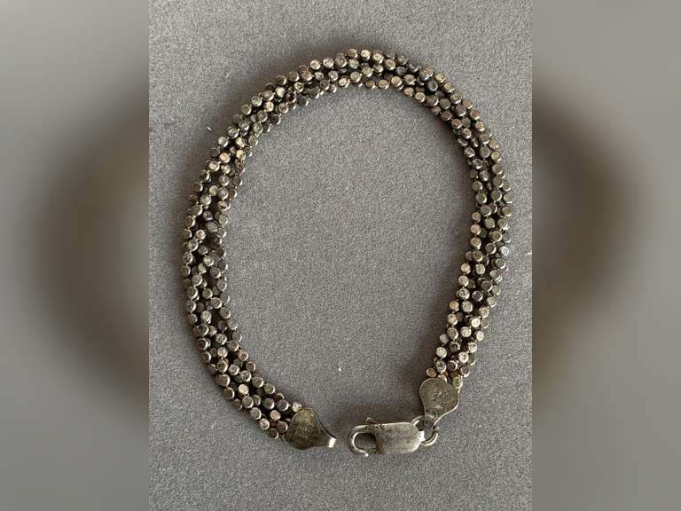 VINTAGE 925 STERLING LACE BEADED BRACELET MADE IN ITALY (8.80 GRAMS) - CHECKOUT image