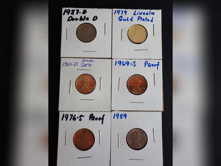 (6) LINCOLN PENNIES W/UNIQUE MINTING - SEE ALL PHOTOS image