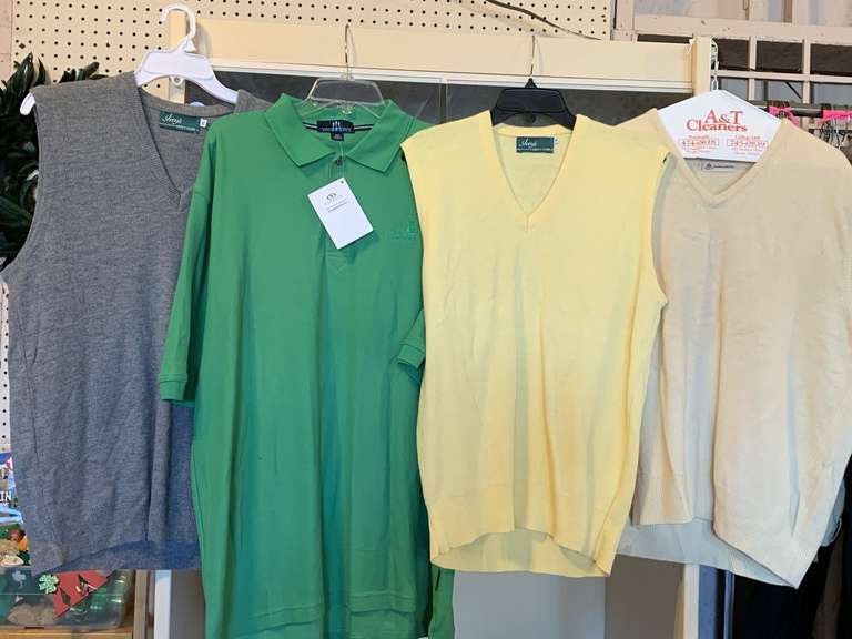 MEN'S CLOTHING LOT - 6 MEN'S SWEATER VESTS, 1 NEW MEN'S POLO - ALL SIZE XL/2XL image