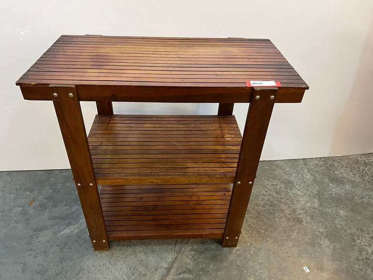 Slatted wood shelving unit, see pictures for details. image