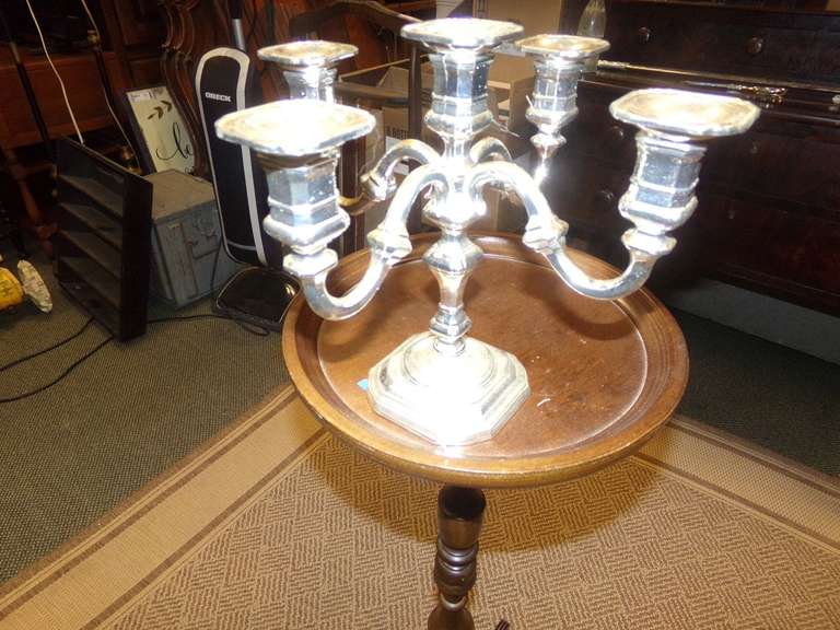 VINTAGE SILVER PLATED, FIVE LIGHT CANDELABRA image