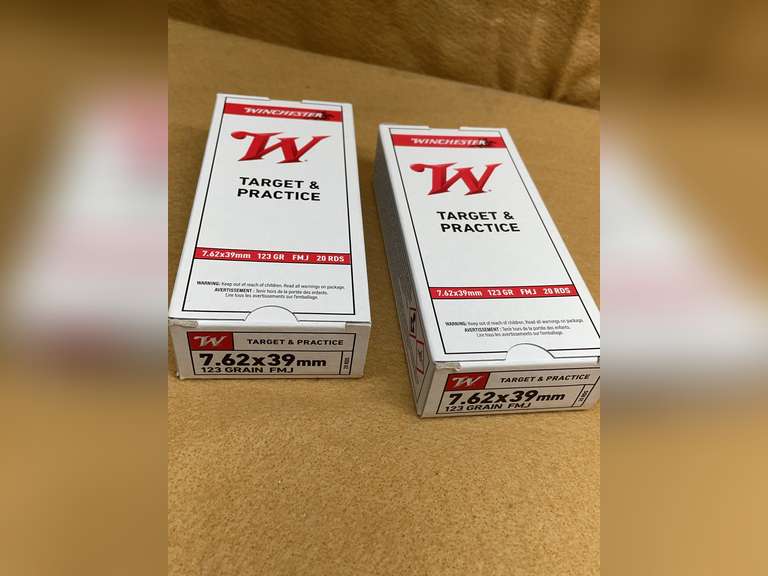 2 BOXES WINCHESTER TARGET 7,62x39 FMJ - 40 RDS TOTAL image