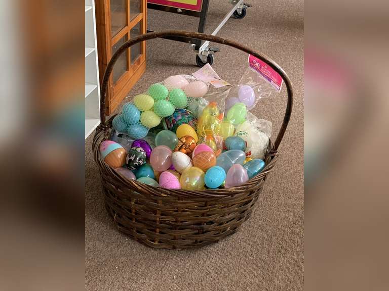 EXTRA LARGE WOVEN BASKET FULL OF EASTER EGGS & MORE image