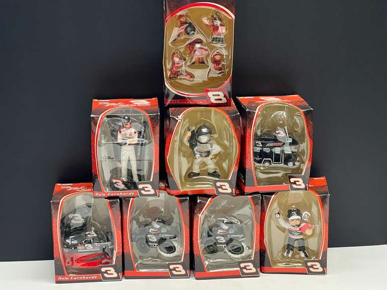 Collectible NASCAR ornaments, eight pieces, #3, and one #8, still in original packaging, see pictures for details. image