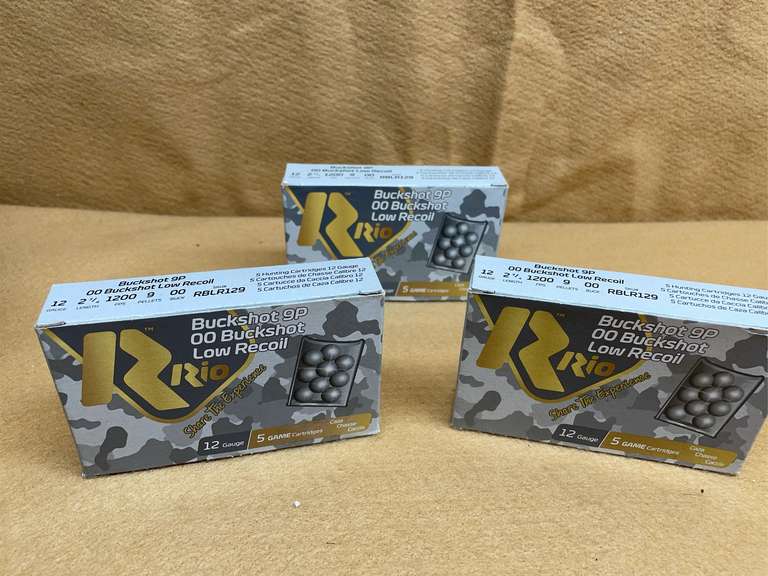 3 BOXES RIO LOW RECOIL 12 GA "00" BUCKSHOT - 2 3/4" - 15 RDS TOTAL image