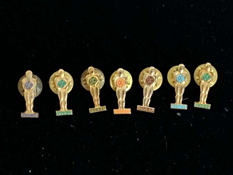 7 VINTAGE GOLD TONE NATIONAL EXCHANGE CLUB LAPEL PINS - CHECKOUT image