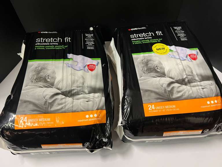 CVS Health adjustable unisex briefs for incontinence, two packages, size M, see pictures for details. image
