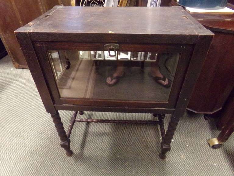 ANTIQUE VICTORIAN STYLE WOOD, AND GLASS DISPLAY CASE image