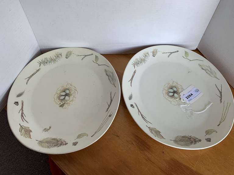 2 JEREMIE LARGE CHINA PLATTERS 14" X 12" image