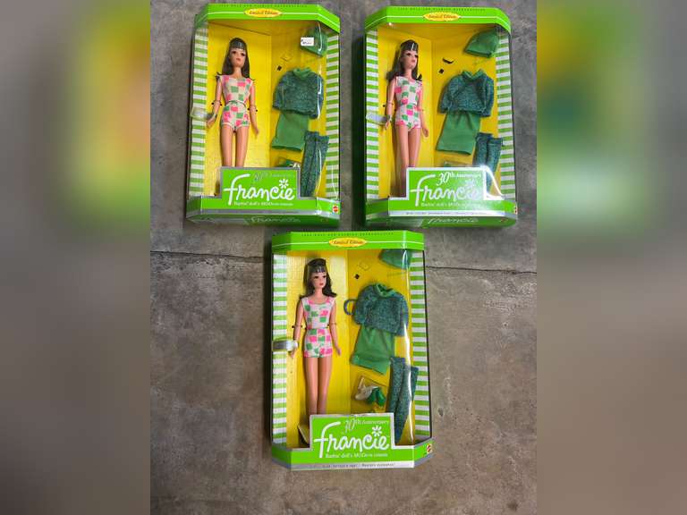 Lot of (3) 30th Anniversary Reproduction of "Gad-About" Francie Doll image