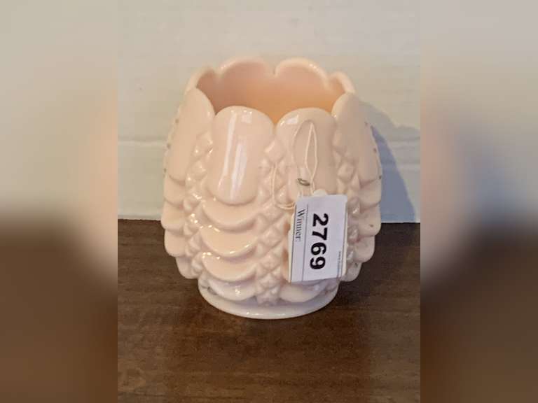 VINTAGE FOSTORIA PINK MILK GLASS ROSE BOWL 4 1/2" TAL X 4 1/2" WIDE image