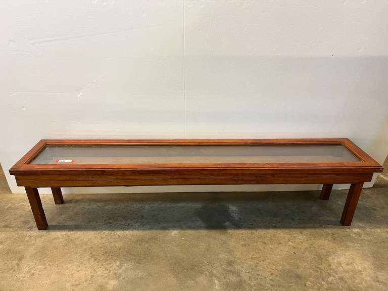 Custom shadowbox table, glass top is cracked on one end, see picture for details. image