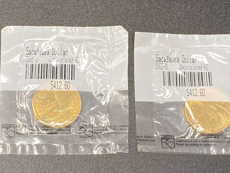 2005–D uncirculated Sacajawea dollars, set of two, see pictures for details. image